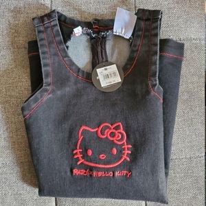 Rajo! x Hello Kitty Tank Top Black Denim Shirt Size Small
